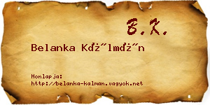 Belanka Kálmán névjegykártya